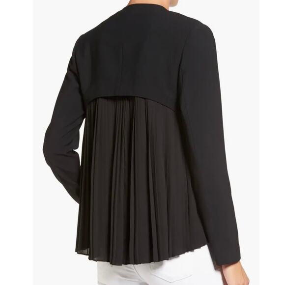 Trouve Nordstrom Black Pleated Flowy Chiffon Ethereal Back Open Jacket Blazer XS - Picture 2 of 10